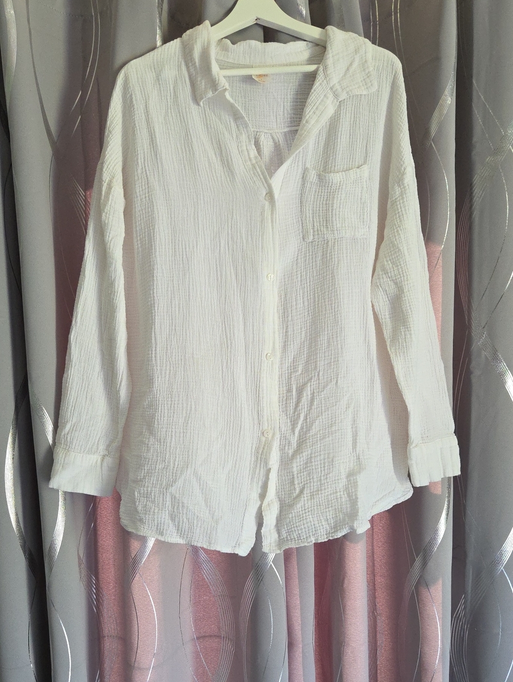 Shade & Shore White Lightweight Button-Down Shirt Large